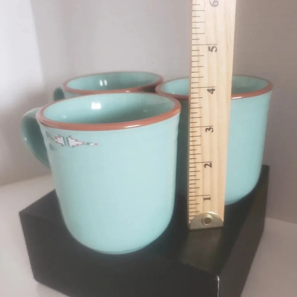 Vintage Noritake Stoneware Boulder Ridge  Turquoise set of 3 Coffee Mugs. - Picture 6 of 6